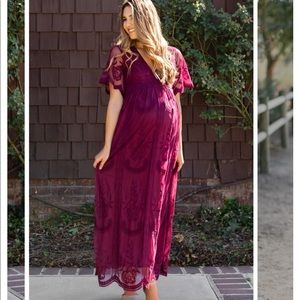 Burgundy Poshmark Lace Maternity Dress